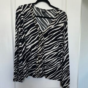 INC International Concepts Women's Black and White Zebra Print Top